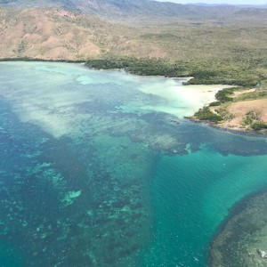 Aerial view of a seagrass meadow at Archer Point in Cape York.