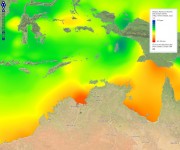 How does ocean surface salinity vary across the Oceanic Shoals CMR?