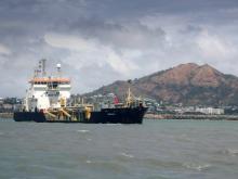 Trailing Suction Hopper Dredge  Brisbane at the entrance to the Port of Townsville