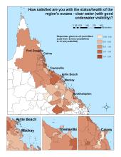How satisfied are you with the status/health of the region's oceans - clear water (with good underwater visibility)?