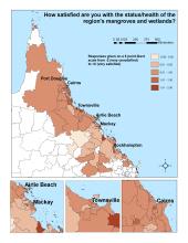 How satisfied are you with the status/health of the region's mangroves and wetlands?