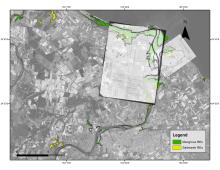 Historical map of Burnett River overlaid on satellite image