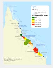 Map of Qld domestic waste (in tonnes)