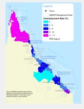 Distribution map of Qld unemployment rate (in %)