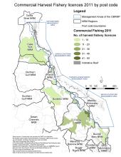 Number of commercial harvest fishery licences for 2011