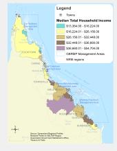 Median total household annual income, by Local Government Area ($000) 