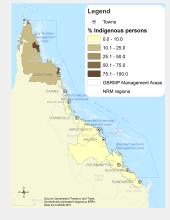Indigenous persons as percentage of total population, by Local Government Area (%)