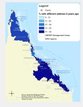 Population with address change within past 5 years, by Local Government Area (%)