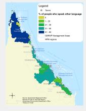 Population who speak a language other than English at home, by Local Government Area (%) 