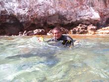 Booby Island - Frank Loban in the water