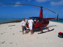 Woiz Reef - Helicopter, Ray Berkelmans and Pilot