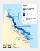 Commercial LINE Fishing Licences active within GBR fishing grids in 2013.