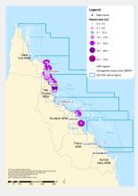 Classification map of mooring vessels in Qld (by size in metre)