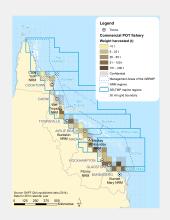 Commercial POT Fishing harvest (by weight) within GBR fishing grids in 2013.