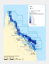 Total weight for commercial line fishing in the GBR (in tonnes)