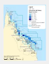 Commercial LINE Fishing Harvest (by weight) within GBR fishing grids in 2013.
