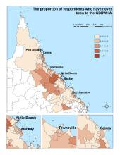 The proportion of respondents who have never been to the GBRWHA