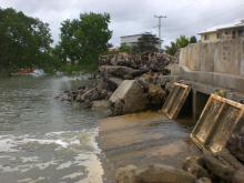 Seawall and infrastructure built on Saibai Island, August 2012