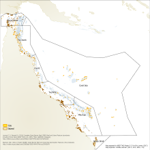 Map of Islands and Cays in Great Barrier Reef, Torres Strait 