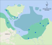 Light logger deployment sites and seagrass distribution in Cleveland Bay