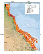 Seagrass Surveys on the GBR showing year of survey in a 10 year timescale