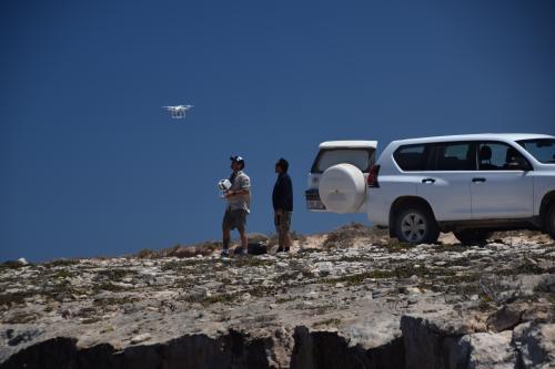 Recovering the drone (image: Russell Bradford).