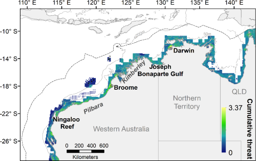 Spatial distribution of the threat of costal habitat modification