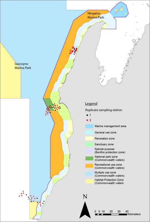 study area showing boundaries for the Ningaloo and Gascoyne Marine Parks