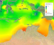 How does ocean surface salinity vary across the Oceanic Shoals CMR?