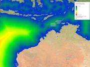 Relative distance to shore of the Oceanic Shoals CMR