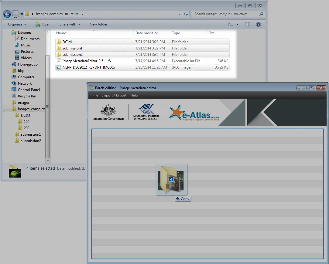 Loading a complex folder structure in the Image Metadata Editor