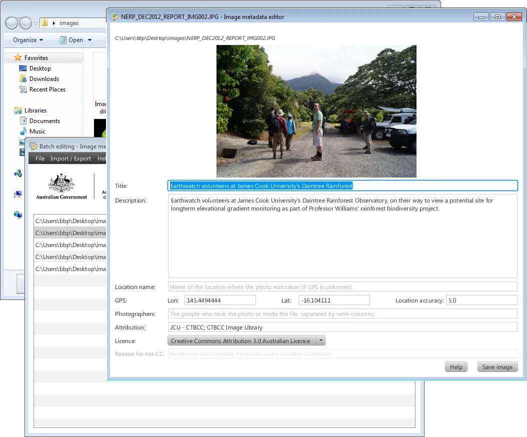 Editing the metadata of an image using the Image Metadata Editor