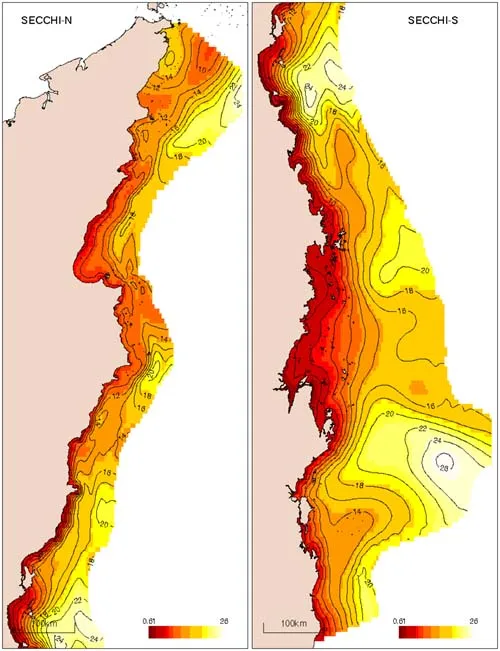 Distribution of Secchi depth