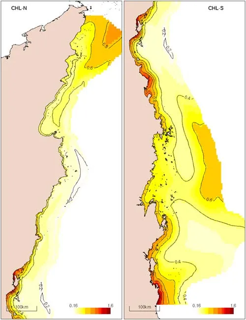 Distribution of chlorophyll