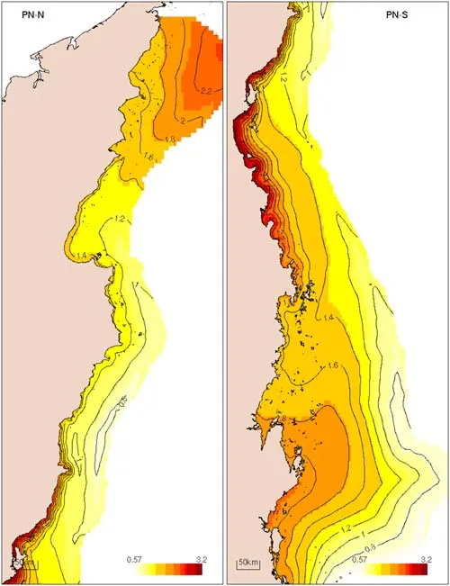 Distribution of particulate nitrogen