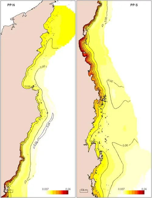 Distribution of particulate phosphorus