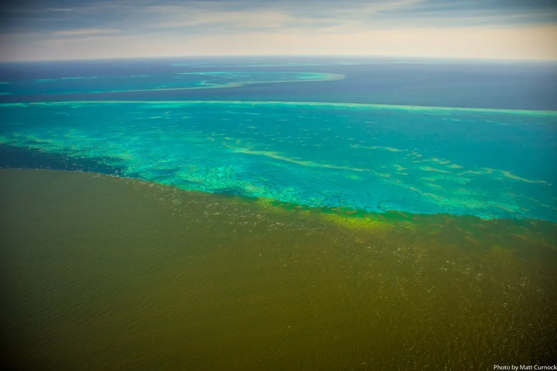Burdekin River flood plume covering Old Reef, February, 2019