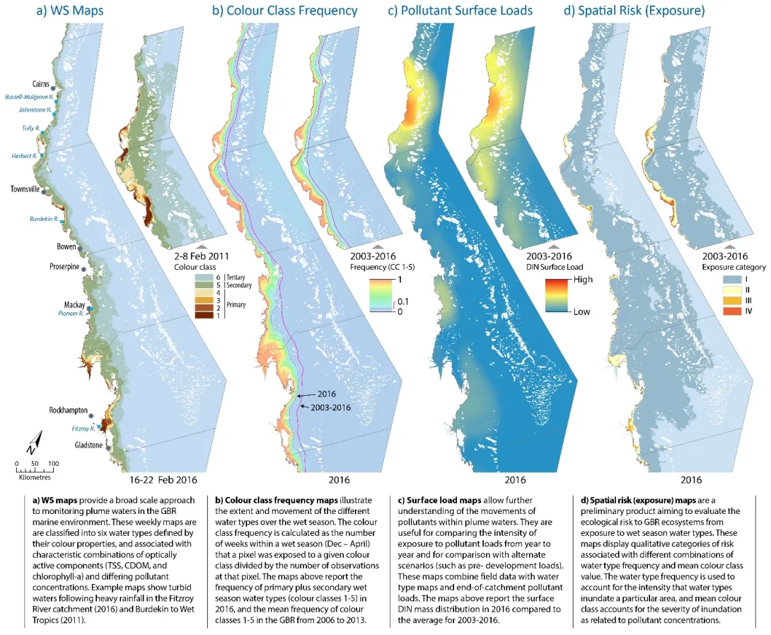 Wet season water quality monitoring products derived from remote sensing on GBR